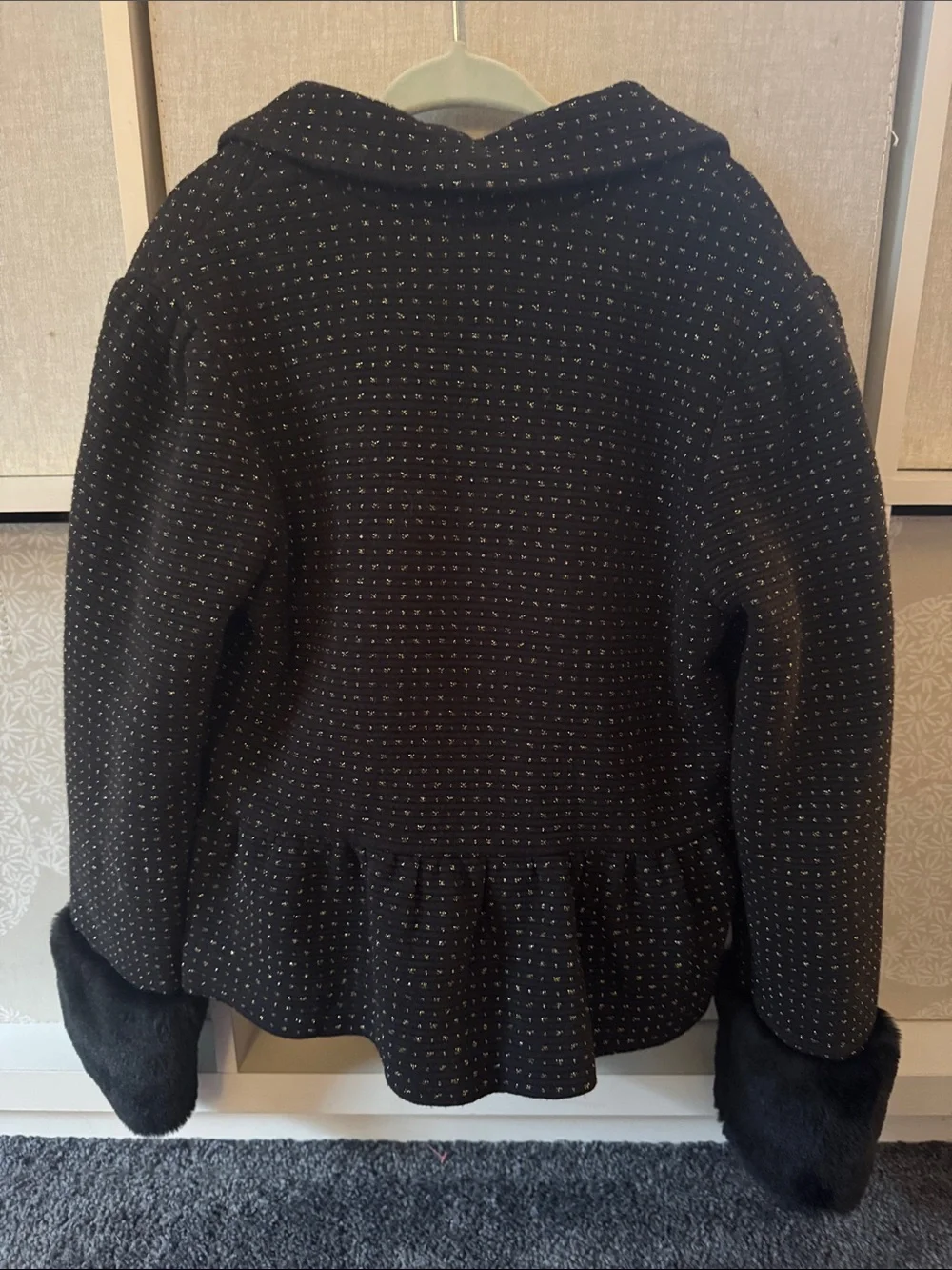 Janie and Jack Black Blazer with Fur Cuffs